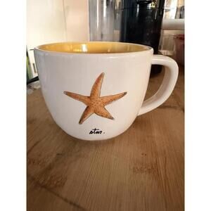 Rae Dunn Magenta Star Fish Wish Coffee Tea Mug Cup Yellow Starfish *